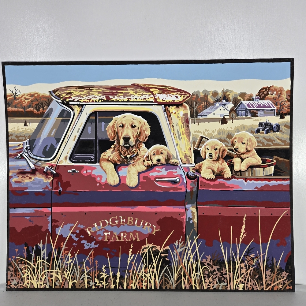 Golden Ride Paint By Number Finished  Acrylic‎ Painting Dogs Retreivers 20 x 16